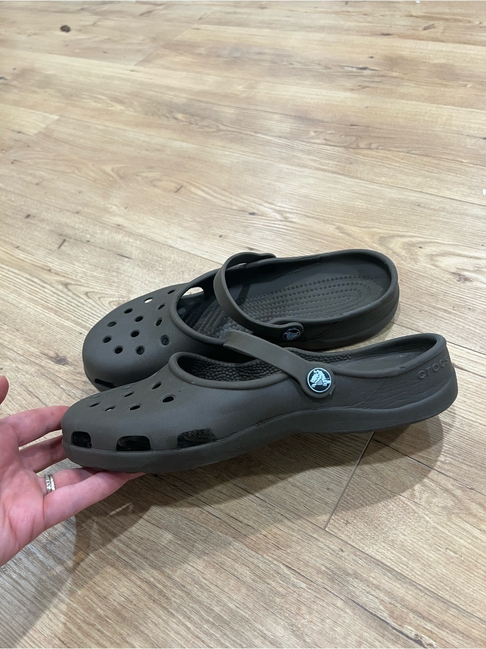 CROCS for Women Brown Slip-On Clog Sandals with Back Strap